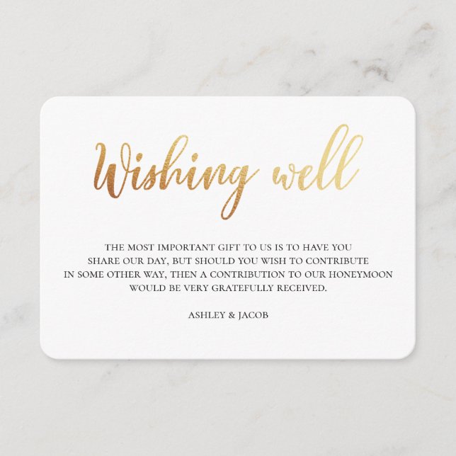 Carte D'accompagnement Mariage d'or souhaitant bien. Insertion de feuille (Devant)