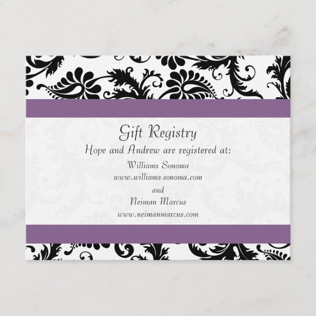 Carte D'accompagnement Mariage du Registre Cadeau de l'Ajustement de Rais (Devant)