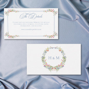 Carte D'accompagnement Mariage Élégant à Crête de Fleur Sauvage Bleue Pou