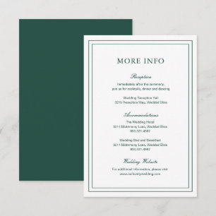 Carte D'accompagnement Mariage élégant classique Emerald Green
