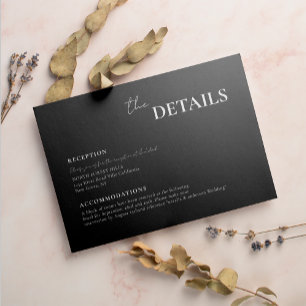 Carte D'accompagnement Mariage élégant de typographie de script noir mode