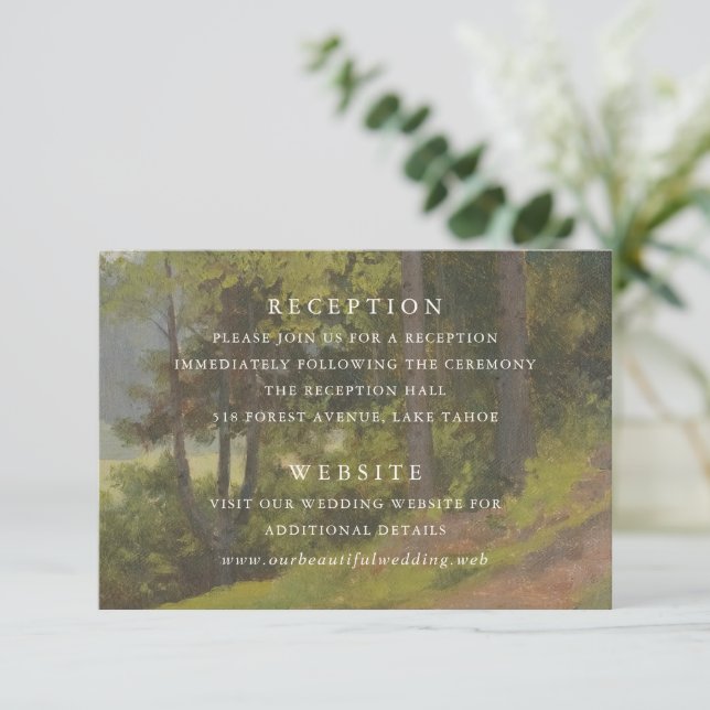 Carte D'accompagnement Mariage Élégant en Forêt Rustique (Debout devant)