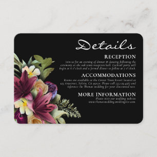 Carte D'accompagnement Mariage élégant et romantique Moody Dark