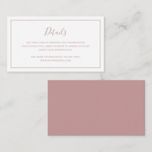 Carte D'accompagnement Mariage élégant et simple Rose à la fois formel et