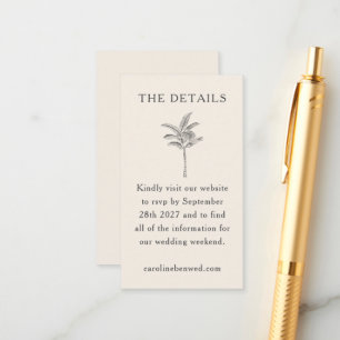 Carte D'accompagnement Mariage élégant minimaliste Ecru Palm Tree Line Ar