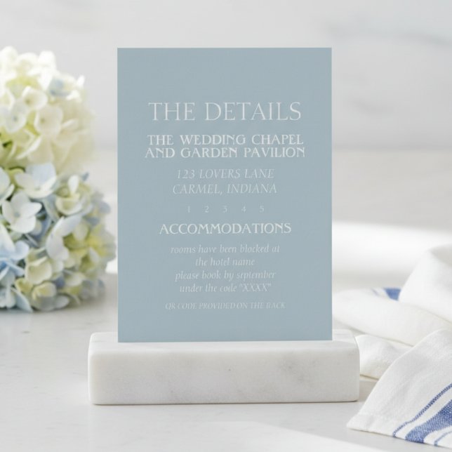 Carte D'accompagnement Mariage élégant moderne bleu côtier (Elegant Coastal Blue Modern Wedding Enclosure Card)
