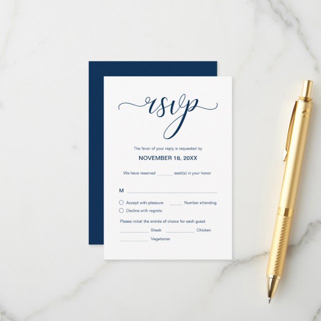 Carte D'accompagnement Mariage élégant moderne RSVP, Répondre (Devant/Arrière en situation)