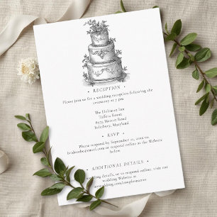 Carte D'accompagnement Mariage Élégant Toile Noir et Blanc Manoir Françai