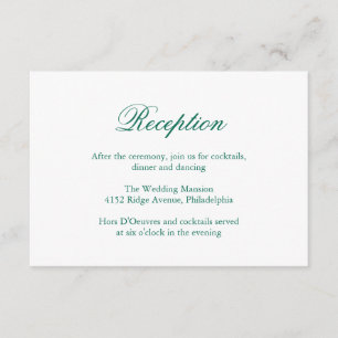 Carte D'accompagnement Mariage élégant traditionnel vert émeraude