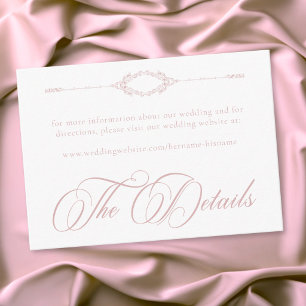 Carte D'accompagnement Mariage Élégant Vintage Baroque Rose Poussiéreux