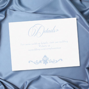 Carte D'accompagnement Mariage élégant vintage rococo bleu français royal