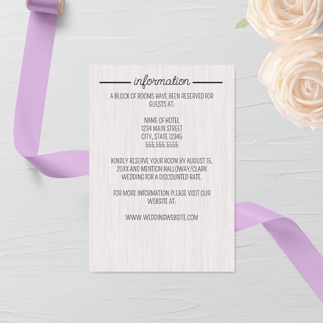 Carte D'accompagnement Mariage en bois blanc rustique (Créateur téléchargé)