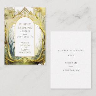 Carte D'accompagnement Mariage en forêt enchantée RSVP or