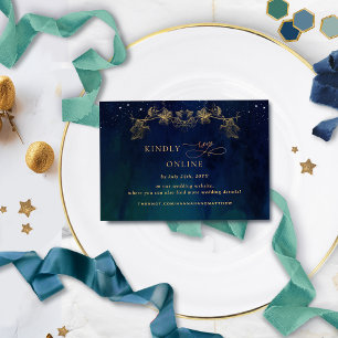 Carte D'accompagnement Mariage en ligne Marine, Bleu, Vert Céleste RSVP