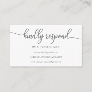 Carte D'accompagnement Mariage en ligne RSVP Calligraphie gris foncé