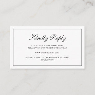 Carte D'accompagnement Mariage en ligne RSVP en noir et blanc