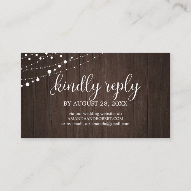 Carte D'accompagnement Mariage en ligne RSVP Mariage de bois rustique (Devant)