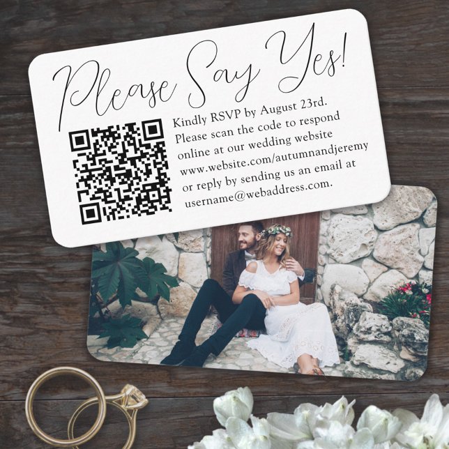 Carte D'accompagnement Mariage en ligne RSVP QR Code & Photo S'il vous pl (Créateur téléchargé)