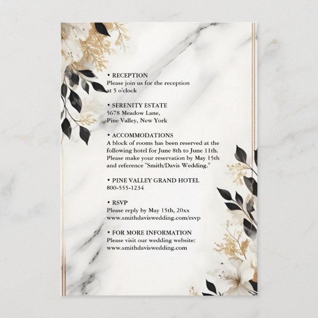 Carte D'accompagnement Mariage en marbre de pierre de taille empilée (Devant)