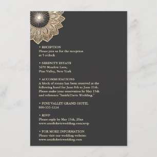 Carte D'accompagnement Mariage en or doré Vintage Sun Lace Floral