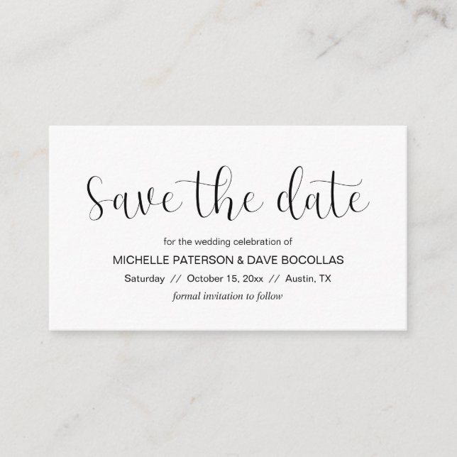 Carte D'accompagnement Mariage Enregistrer la date Conception minimale, P (Devant)