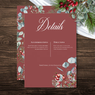Carte D'accompagnement Mariage Eucalyptus aux baies de pin rouge