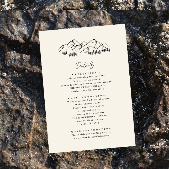 Carte D'accompagnement Mariage extérieur minimaliste de pin de montagne (Créateur téléchargé)