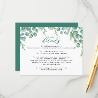 Carte D'accompagnement Mariage Feuille de l'Eucalyptus