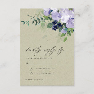 Carte D'accompagnement Mariage feuillu violet Kraft Violet violet Kraft R