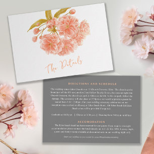 Carte D'accompagnement Mariage fleur d'arbre de pêche Les détails plat