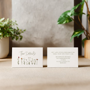 Carte D'accompagnement mariage fleur sauvage détails