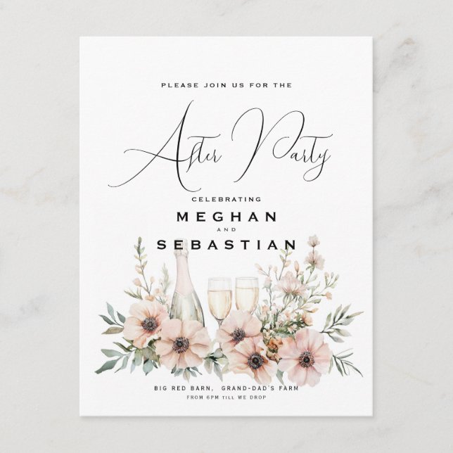 Carte D'accompagnement Mariage Fleur sauvage rustique aquarelle (Devant)