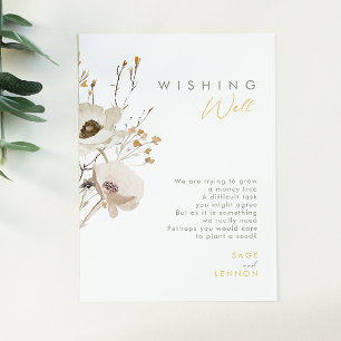 Carte D'accompagnement Mariage Fleur sauvage Whimsical Wishing Well Card
