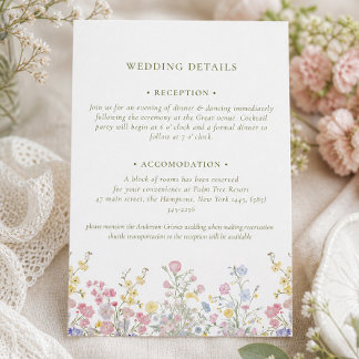 Carte D'accompagnement Mariage Fleurs pastel Boho Calligraphie élégante