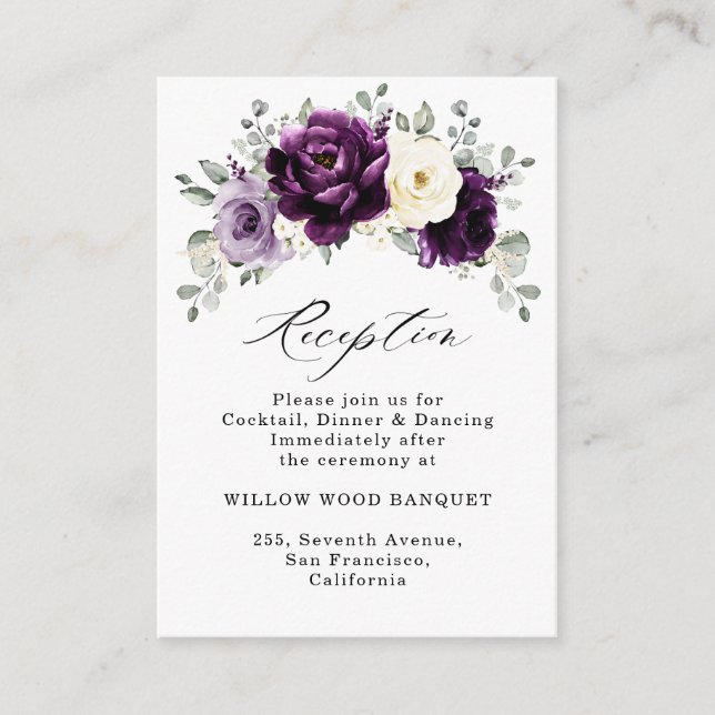Carte D'accompagnement Mariage floral blanc blanc blanc blanc de prune d' (Devant)
