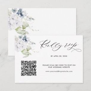 Carte D'accompagnement Mariage floral blanc Rsvp en ligne avec Scan QR Co