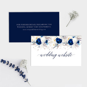 Carte D'accompagnement Mariage floral bleu & blanc Horizon moderne