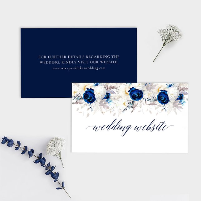 Carte D'accompagnement Mariage floral bleu & blanc Horizon moderne (Créateur téléchargé)