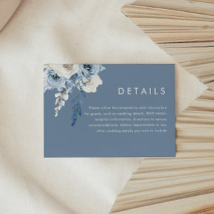 Carte D'accompagnement Mariage floral bleu et blanc moderne Dusty Détails