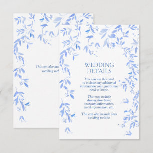Carte D'accompagnement Mariage Floral Bleu Français Détails