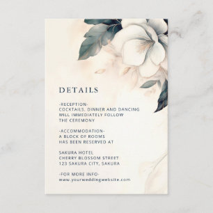 Carte D'accompagnement Mariage Floral Bleu Ivoire Beaux-Arts