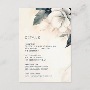 Carte D'accompagnement Mariage Floral Bleu Ivoire Beaux-Arts