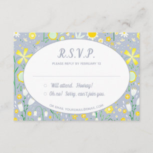 Carte D'accompagnement Mariage floral bleu moderne RSVP