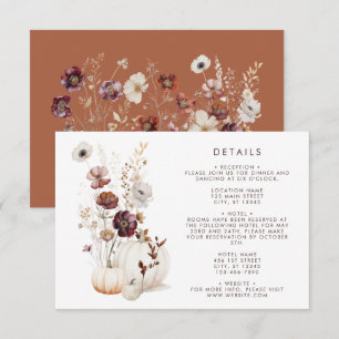 Carte D'accompagnement Mariage floral d'automne lunaire