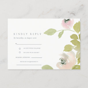 CARTE D'ACCOMPAGNEMENT MARIAGE FLORAL DE COULEUR D'EAU PASTEL DOUX BLANC