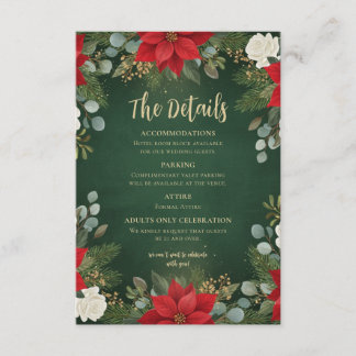Carte D'accompagnement Mariage Floral de Noël en Velours Vert Hiver