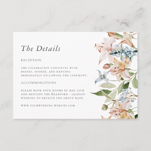 Carte D'accompagnement Mariage floral de printemps (Devant)