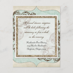 Carte D'accompagnement Mariage floral de remous gravure à l'eau-forte