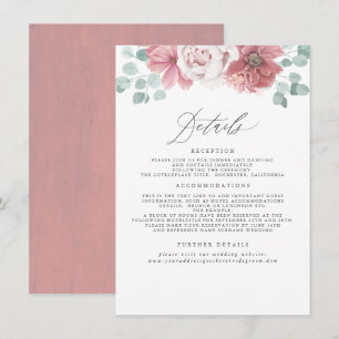Carte D'accompagnement Mariage floral Dusty Rose