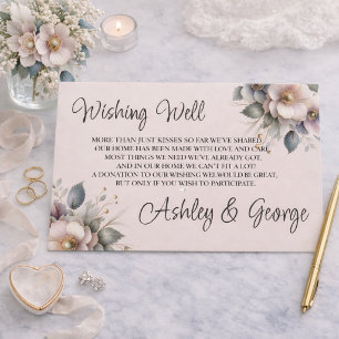 Carte D'accompagnement Mariage floral élégant rose, bleu et crème